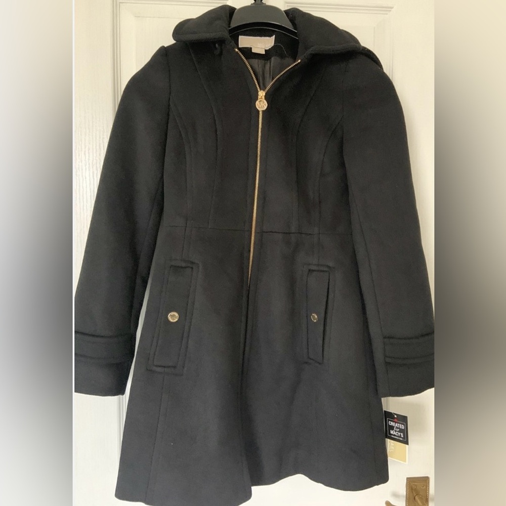 Michael Kors Zip Up Detachable Hooded Trench Coat MEDIUM